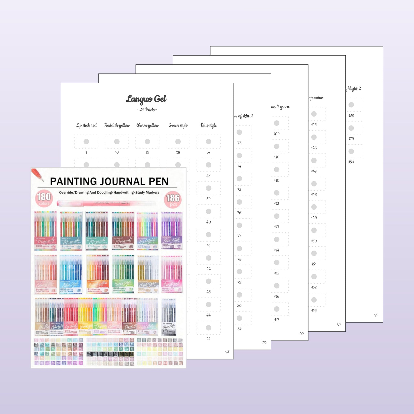Languo Gel 21 Packs (186 pcs, 180 colors)